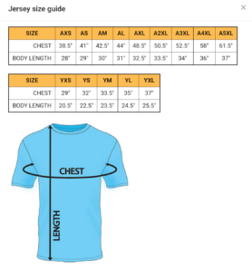 epicsports soccer shirt size guide